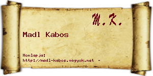 Madl Kabos névjegykártya